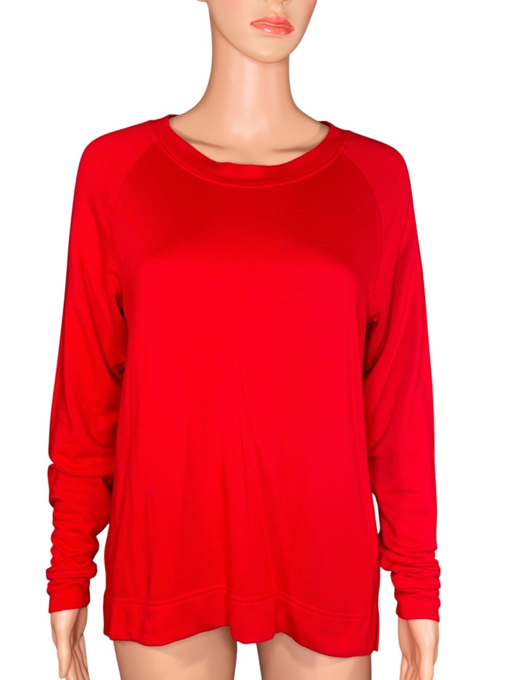 Lou & Grey Red Knit Pullover Long-Sleeve Crewneck Oversized Boxy Relaxed Fit SM